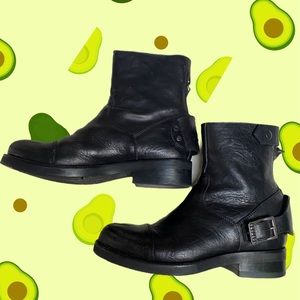 Sartore Moto Biker Ankle Leather Boots - Black